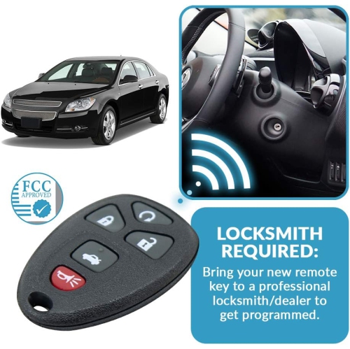 New Keyless Entry 5 Button Remote Start Car Key Fob for Select GM Chevrolet Buick Pontiac and Saturn