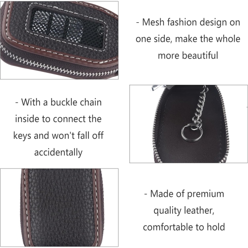 Car Key Fob Cover with Mesh Window,Leather Key Fob Case,Universal Key Fob Protector Car Accessories for Women & Men