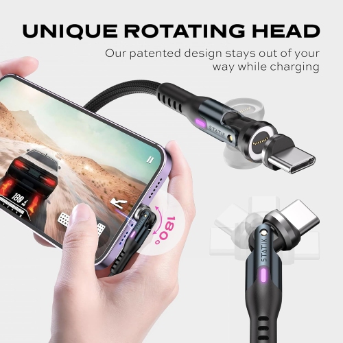 360 Pro 2nd Gen Magnetic Phone Charger | Magnetic USB C Charging Cable | 3-in-1 Magnetic Charger Cable |