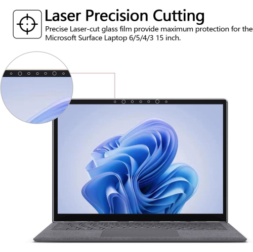 Screen Protector for rosoft Surface Laptop 6/5/4/3 2024-2019, Tempered Gl/Drop Resistant/Easy