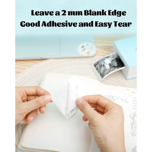 White Self-Adhesive Thermal Paper, Glossy Printable Sticker Paper for Portable Pocket Mobile Printer,