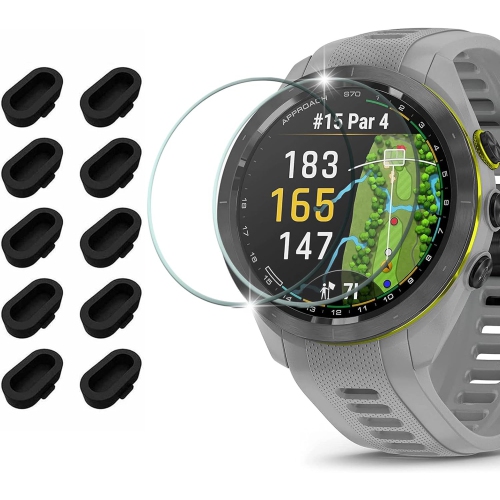 [10+2 Pack] Compatible with Garmin Approach S70-42mm Screen Protector with Charger Port Protector, Anti-Scratch