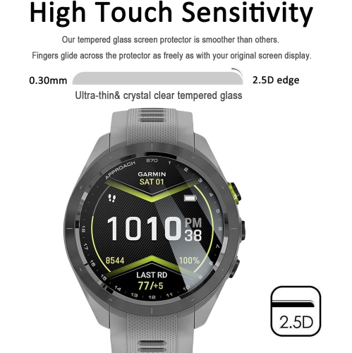 [10+2 Pack] Compatible with Garmin Approach S70-42mm Screen Protector with Charger Port Protector, Anti-Scratch