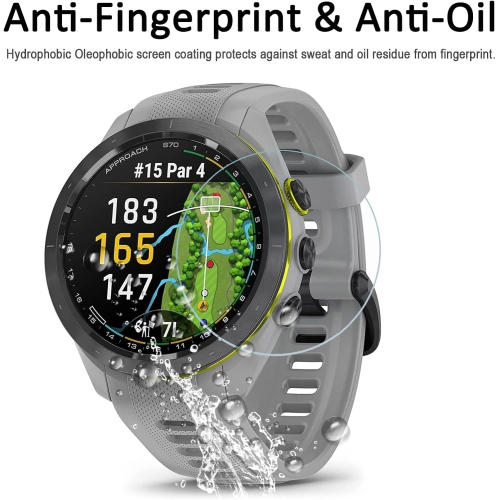 [10+2 Pack] Compatible with Garmin Approach S70-42mm Screen Protector with Charger Port Protector, Anti-Scratch