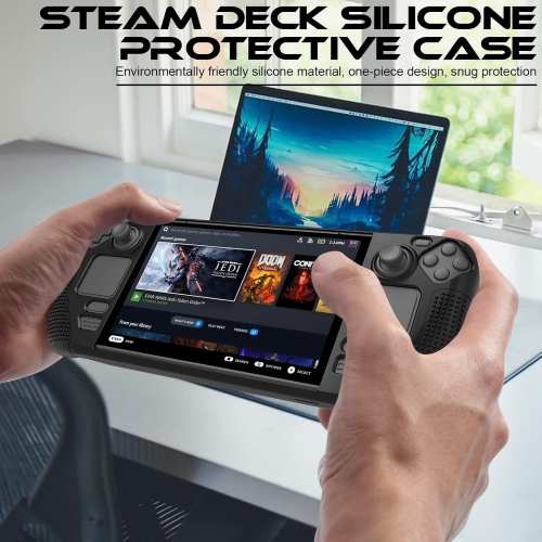 Protective Case Compatible for Valve Steam Deck, Full Protection Silicone Cover with Anti-Slip Particles