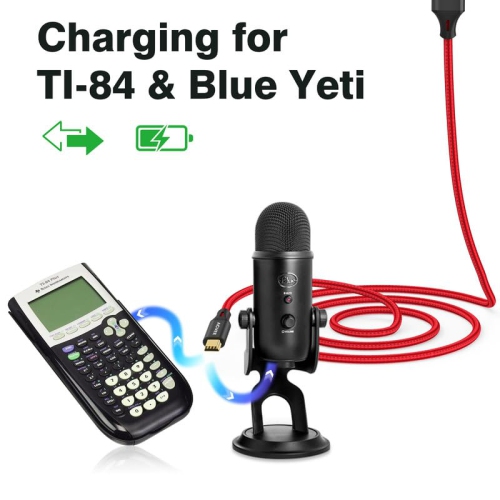 2 Pack 6ft Mini USB Cable, Braided Durable USB-A to Mini-B Charger Charging Cord for TI-84, Garmin GPS, Go-Pro