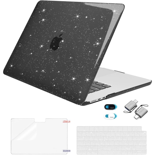 MOSISO  Compatible With Macbook Air 15 Inch Case 2023 2024 Release M3 A3114 M2 A2941, Sparkly Glitter Hard