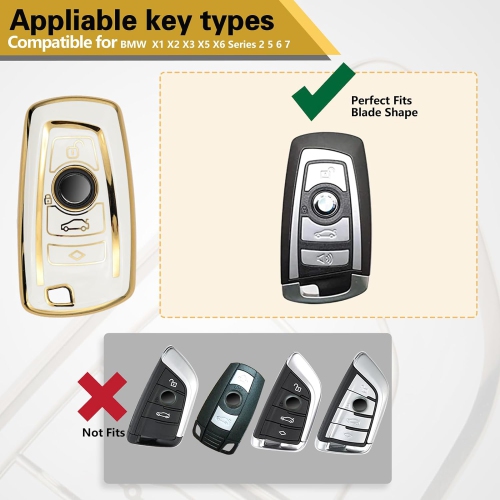 for BMW Key Fob Cover with Metal Braided Rope Keychain for Accessories, Upgraded Soft Key Case for Clic