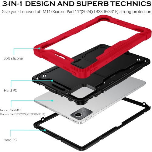 for Lenovo Tab M11 Case with Kickstand 3 in 1 Hybrid PC Rubber Heavy Duty Shockproof Full Body Protection Tablet