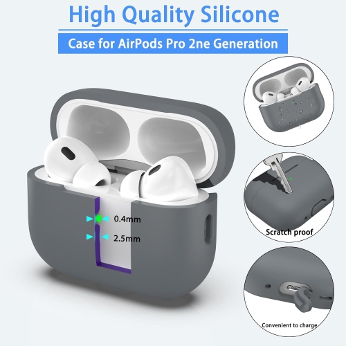 for AirPods Pro 2nd Generation Case Cover, Military Grade Anti-Fall Soft Silicone Shock-Absorbing for AirPods