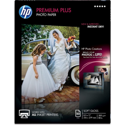 Premium Plus Photo Paper, Soft Gloss, A, 50 Sheets, 8 1/2 x 11