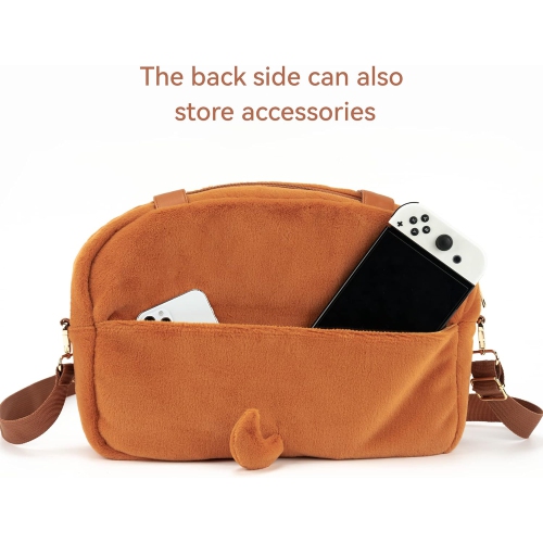 Toast Plush Bag with A Shoulder Strap, Crossbody Tote Bag Compatible with Nintendo Switch/O and Other