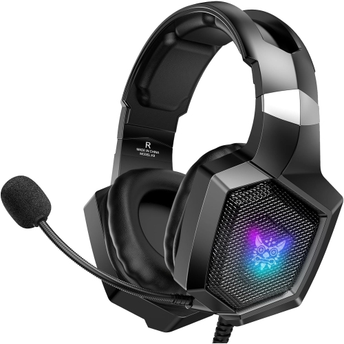 Gaming with rophone, Gaming Headphones for PS4 PS5 PC with RGB Lights, PlayStation with Noise