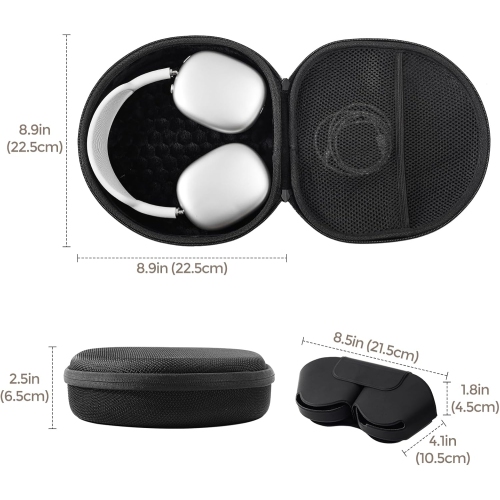 Hard Carrying Smart Case for New AirPods Max, Headphone Travel Case with Sleep Mode Cover & Mesh Pocket,