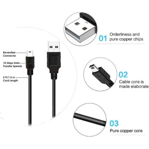 Câble de chargement compatible avec les calculatrices graphiques TI-84 Plus CE, TI 89 Titanium, TI-84 Plus C Silver Edition, TI Nspire CX
