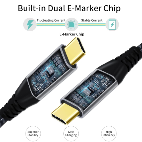 USB C to USB C 3.2 Gen 2x2 Cable 6ft, 4K 60Hz Video Output, 20Gbps Data Transfer, 100W Power Delivery USB C Charger