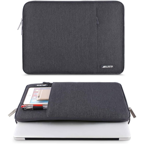 Laptop Sleeve Bag Compatible with Laptop 15 inch, Polyester Vertical Case with Pocket, Space Gray