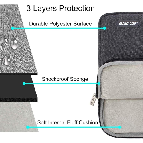 Laptop Sleeve Bag Compatible with Laptop 15 inch, Polyester Vertical Case with Pocket, Space Gray