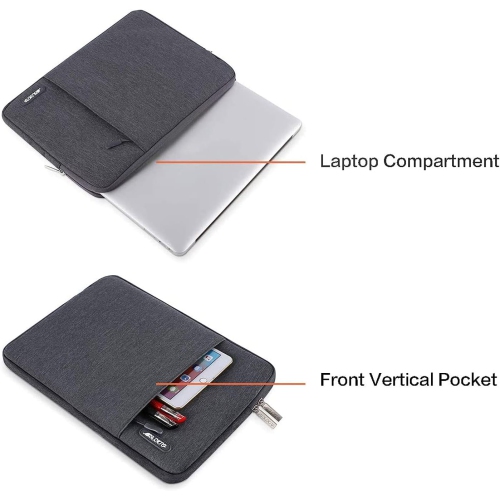 Laptop Sleeve Bag Compatible with Laptop 15 inch, Polyester Vertical Case with Pocket, Space Gray