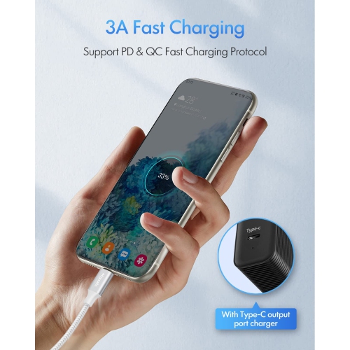 White USB C to USB C Cable [3ft, 2-Pack], 60W Fast Charging Type C to Type C Charger Cable for iPhone 15 Plus