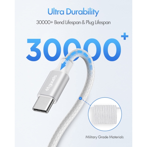 White USB C to USB C Cable [3ft, 2-Pack], 60W Fast Charging Type C to Type C Charger Cable for iPhone 15 Plus