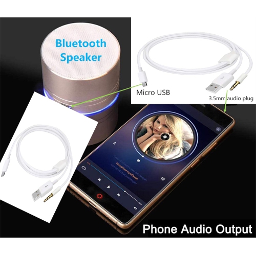 Audio Charging Cable 2 in1 Aux Cord ro USB Male to USB Male 3.5mm Aux Standard Audio Plug Jack Connection