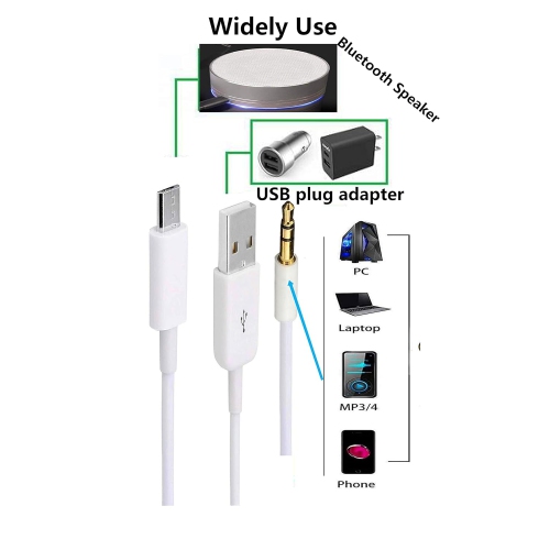 Audio Charging Cable 2 in1 Aux Cord ro USB Male to USB Male 3.5mm Aux Standard Audio Plug Jack Connection