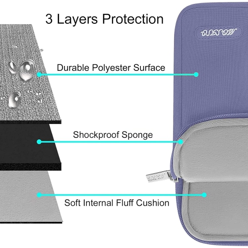 Housse pour ordinateur portatif compatible avec 13 po pour ordinateur portatif, étui vertical en polyester avec pochette, gris lavande