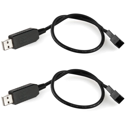 2 câble adaptateur d'alimentation USB à 3 broches et 4 broches pour ventilateur PC à tension 12&nbsp;V pleine vitesse