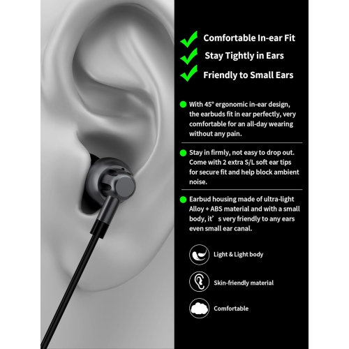 USB C Headphones in-Ear Earphones for Samsung Galaxy S23 Ultra S22 S21 A54 A53 Note 20 10+ Z Flip,HiFi Stereo Wired