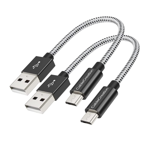 CABLECREATION  [2-Pack] Short Ro USB Cable 0.5Ft, Short USB to Ro USB Cable Fast Charger Cable Works With Ps5