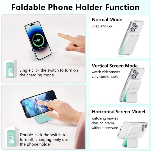 Chargeur portatif MAG-Safe, chargeur portable magnétique 10000 mAh, chargeurs externes pliables y Pack PD 22,5 W rapide