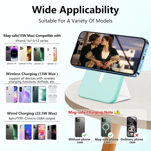 Chargeur portatif MAG-Safe, chargeur portable magnétique 10000 mAh, chargeurs externes pliables y Pack PD 22,5 W rapide