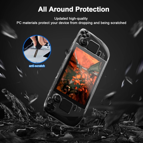 Étui de protection compatible avec Steam Deck, protecteur PC Clear Cover avec béquille, protection intégrale