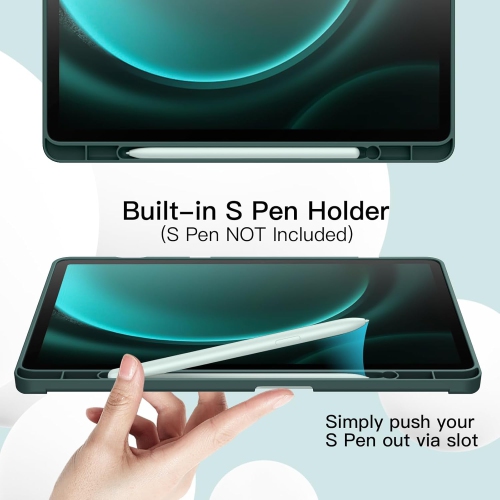 Case for Samsung Galaxy Tab S9 FE+ / S9 FE Plus 12.4-Inch with S Pen Holder, Soft TPU Tri-Fold Stand Protective