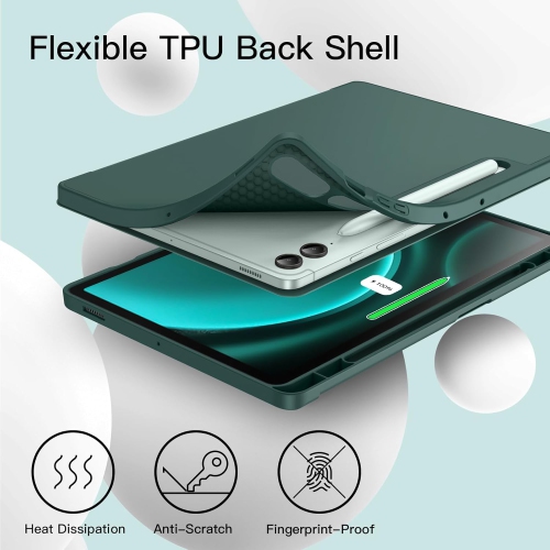 Case for Samsung Galaxy Tab S9 FE+ / S9 FE Plus 12.4-Inch with S Pen Holder, Soft TPU Tri-Fold Stand Protective
