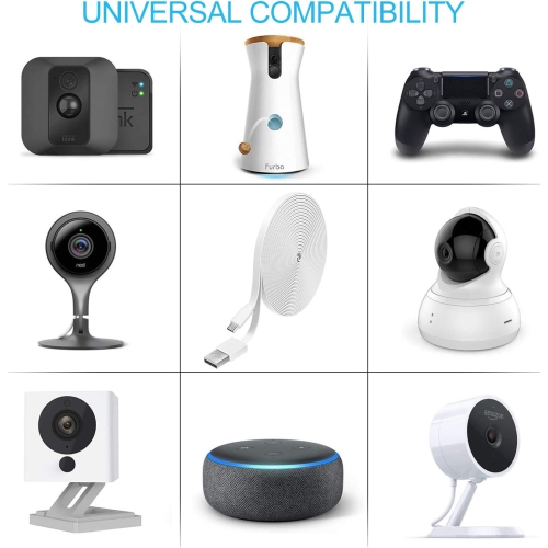 2 Pack 10FT Power Extension Cable Compatible with WyzeCam,WyzeCam Pan,WYZE Cam OG,KasaCam Indoor,NestCam