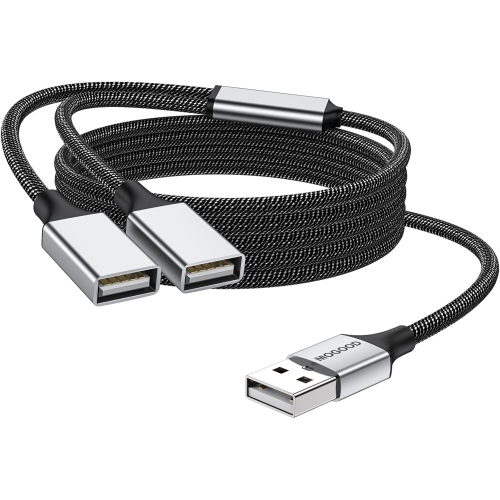 USB Splitter Cable USB y Splitter Adapter Dual USB 2.0 Power Cord Extension for Charging/Data