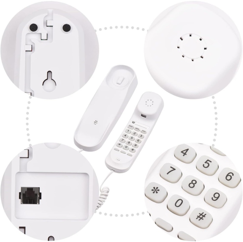 Téléphone avec fil, téléphone fixe pour la maison avec cordon, aucun cordon d'alimentation c.a./y requis Téléphone mural