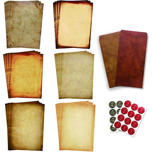 Antique Stationary Paper and Envelopes Set – Vintage Parchment Paper Old Fashioned Letter Stationery for Printing,