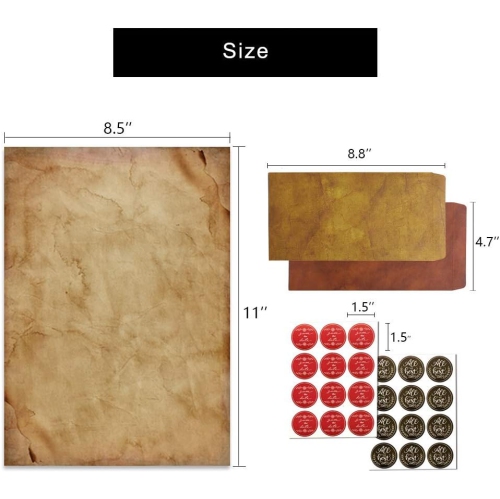 Antique Stationary Paper and Envelopes Set – Vintage Parchment Paper Old Fashioned Letter Stationery for Printing,