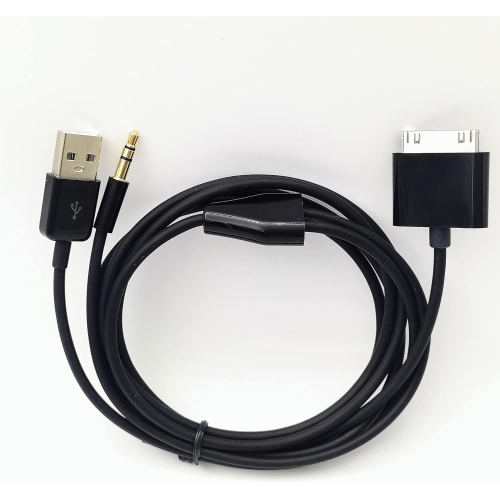 30 Pin to AUX USB, 30 Pin Charger Dock to 3.5mm Car AUX Audio USB Charger Cable Data Sync Transfer & Charging for Phone