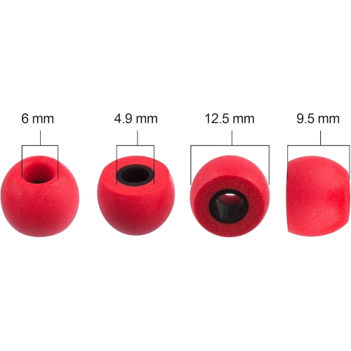 FX4.9 4 Pairs of Round Memory Foam In Ear Earphone Tips. Replacement for Silicone Earbuds. Compatible