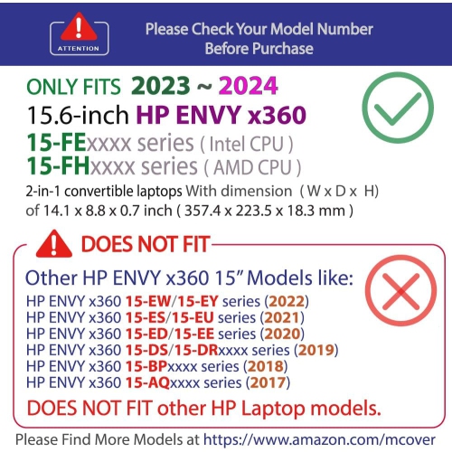 Case Compatible with15.6 HP Envy x360 15-FE0000 / 15-FH0000 (AMD CPU) Series Laptop (NOT Fitting Any