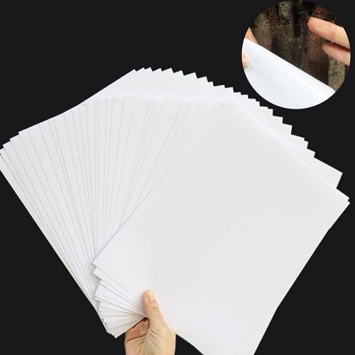 20 feuilles de papier autocollant transparent en vinyle imprimable pour imprimantes à jet d'encre