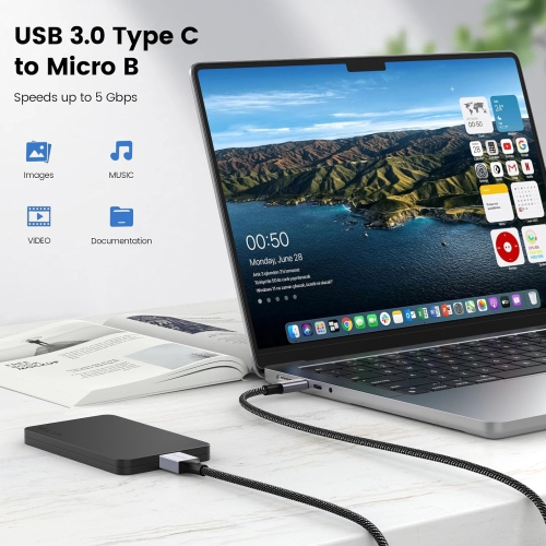 USB C Male to ro B Cable(1M), ro B to USB3.0 C Male Cable, USB C to ro B Hard Drive Cable Compatible