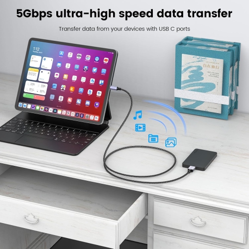 USB C Male to ro B Cable(1M), ro B to USB3.0 C Male Cable, USB C to ro B Hard Drive Cable Compatible