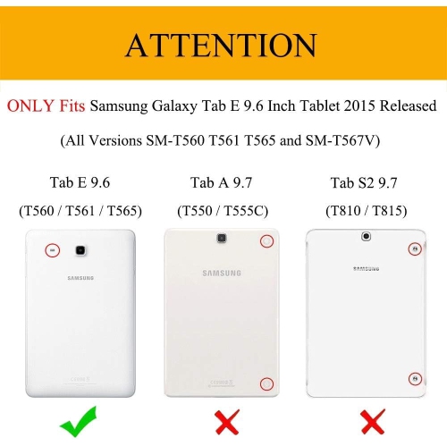 Étui pour Tab E 9,6, modèle T560, étui folio mince en cuir avec support pour Samsung Galaxy Tab E 9,6 po 2015