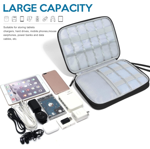 Travel Electronic Organizer Double Layer Cable Organizer Bag Portable Storage Case for Cable Cord,Phone,Charger,Power