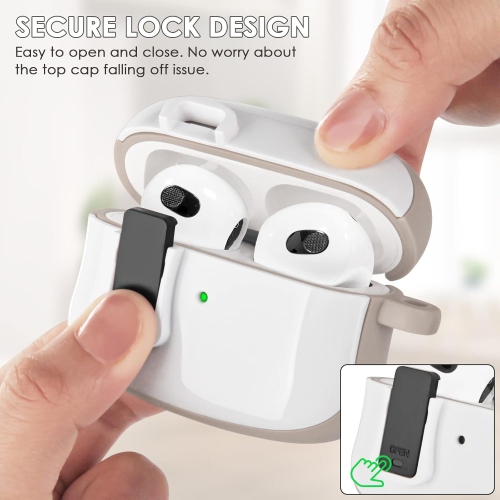 for Airpods 3rd Generation Case with Lock, Upgraded Secure Airpods 3 Case Cute Slim iPod 3 Earbuds Protective